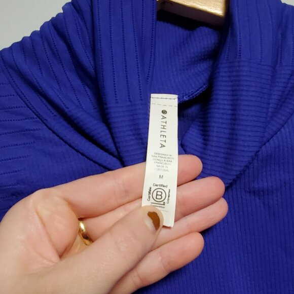 Athleta Flurry Blizzard Seamless Ribbed Turtleneck Noble Blue Medium - Picture 6 of 11